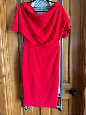 Alexia Admor Bright Red Cowl Neck Midi Dress